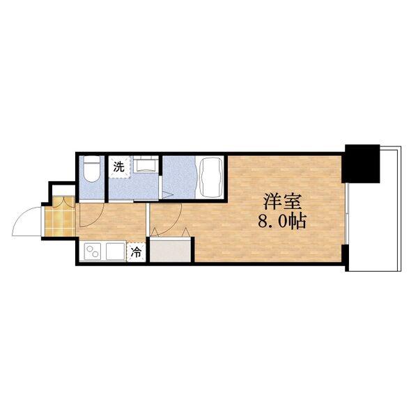 AMABILE布施(1K/9階)の間取り写真