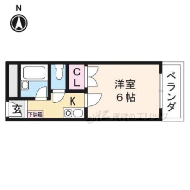宮元12番館(1K/4階)の間取り写真