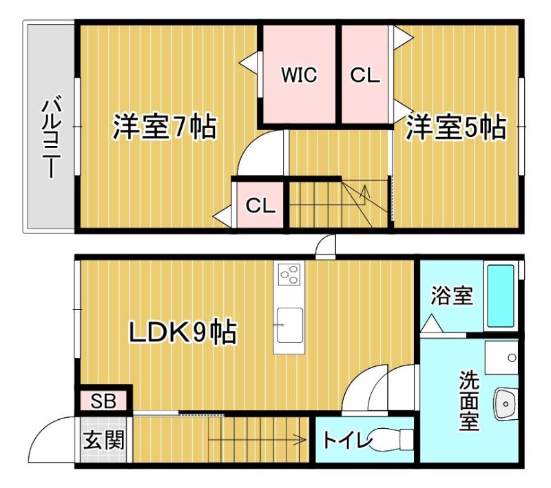 フェリス桃園(2LDK/1階)の間取り写真