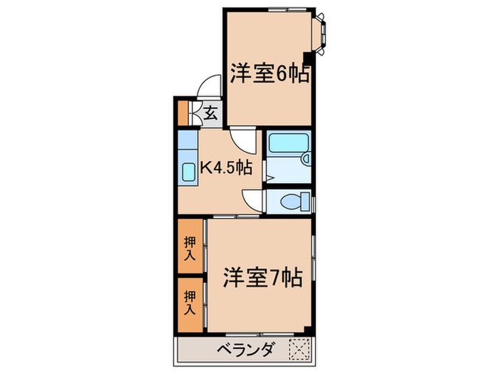 ワタナベビル(2K/2階)の間取り写真