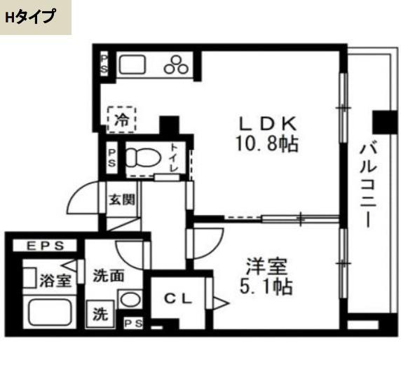 ディアコートあざみ野(1LDK/4階)の間取り写真