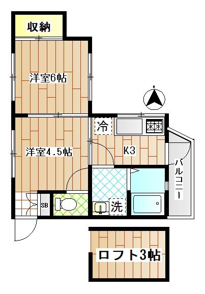 アメニティ清水ヶ丘(2K/2階)の間取り写真