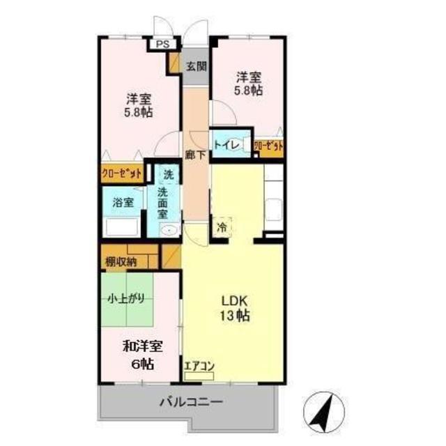 エムズ・アーク(3LDK/1階)の間取り写真