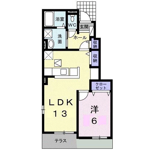 PORTE REGALO II(1LDK/1階)の間取り写真