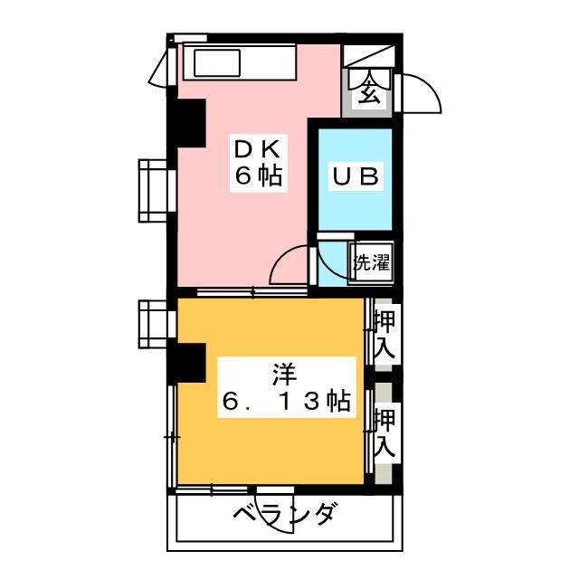 森脇ハイツ(1DK/2階)の間取り写真