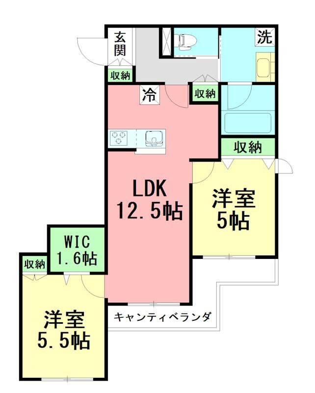 MAC辻堂(2LDK/2階)の間取り写真