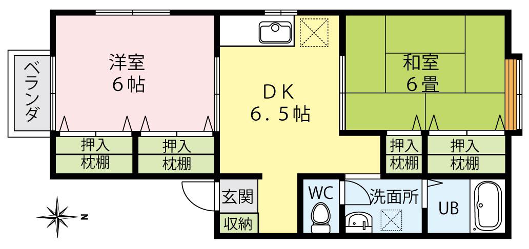 ラポール(2DK/1階)の間取り写真