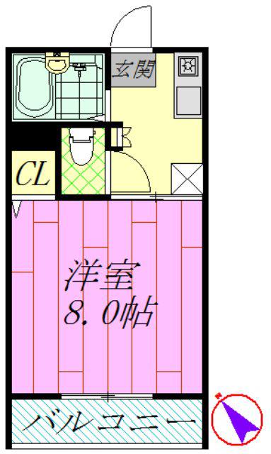 リンデンハイム(1K/2階)の間取り写真