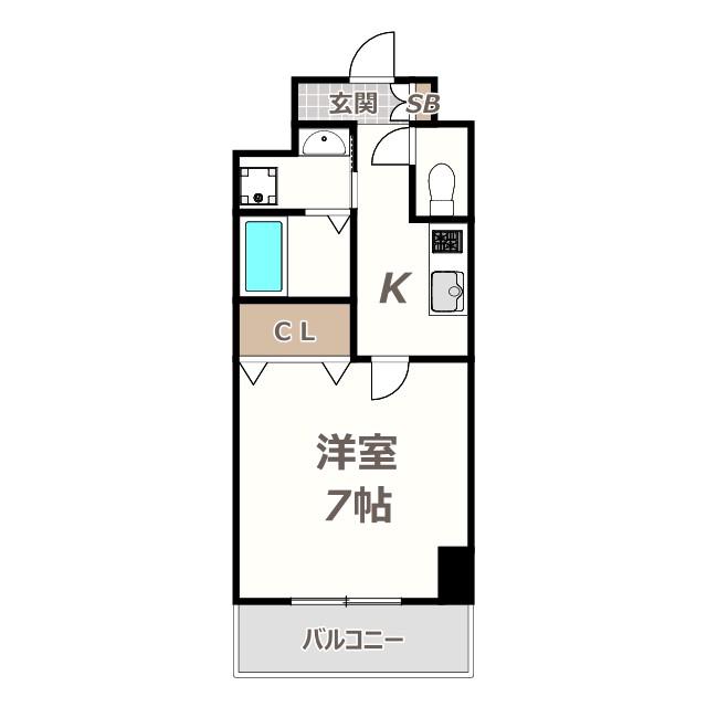 プラスヴァンドームサウス(1K/4階)の間取り写真