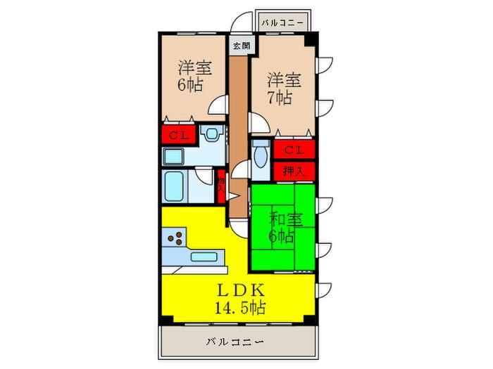 CASA GRANDE IKEDA(3LDK/2階)の間取り写真