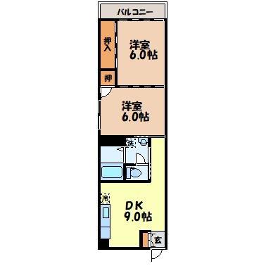 マンション三宅(2DK/2階)の間取り写真