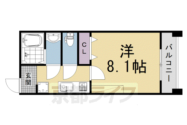 MESA VERDE 京都五条(1K/2階)の間取り写真