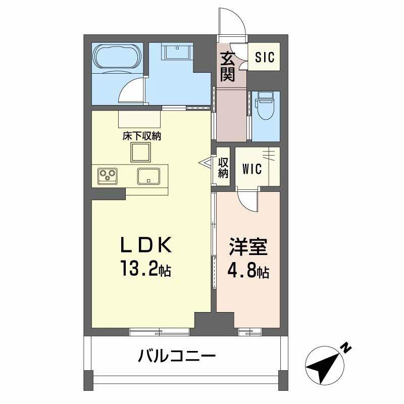 CLASSEUM連坊III(1LDK/1階)の間取り写真