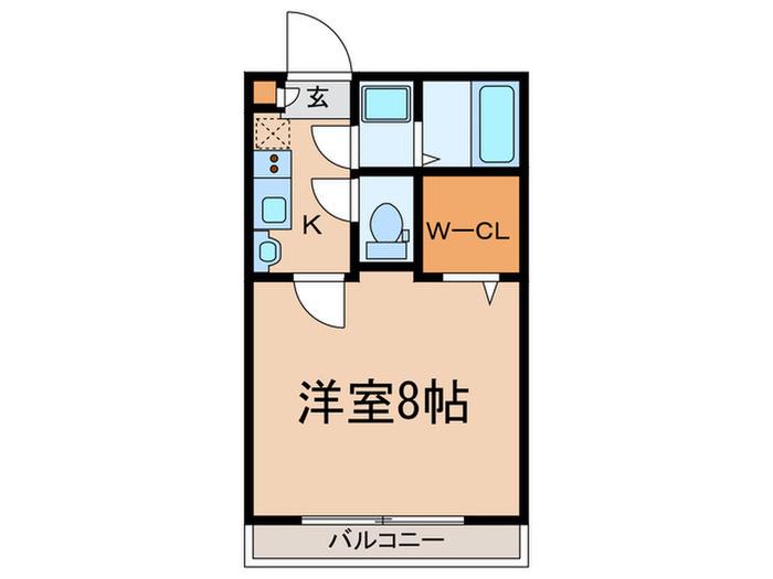 K′S CITY鶴瀬西(1K/2階)の間取り写真