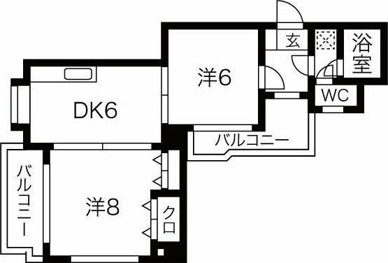 ゲストハウスレインボー伏見(1LDK/6階)の間取り写真
