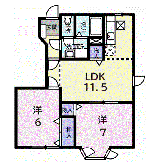 エスポワール2000(2LDK/1階)の間取り写真