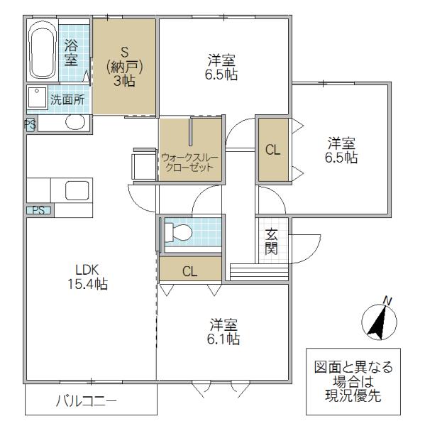 ヴァレンティーナ E(3SLDK/2階)の間取り写真