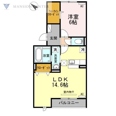 K-FIELD II(1LDK/1階)の間取り写真