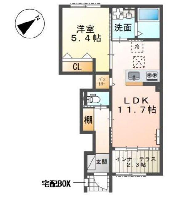 埼玉高速鉄道 新井宿駅 バス乗車時間：25分 最寄りバス停で下車 徒歩8分 2階建 築1年(1LDK/1階)の間取り写真