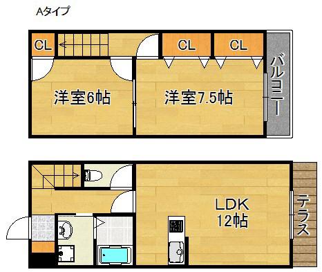 セピアコート泉佐野(2LDK/1階)の間取り写真