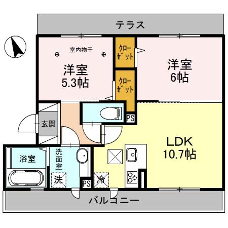 DES AILES DEUX(2LDK/1階)の間取り写真