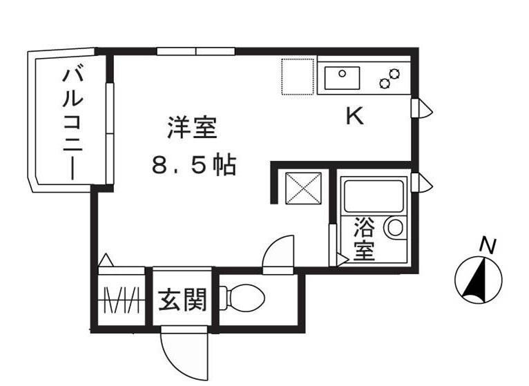 フラワー順(ワンルーム/3階)の間取り写真