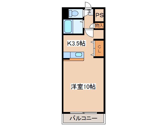 ロマーヌ釧路第二(1K/3階)の間取り写真