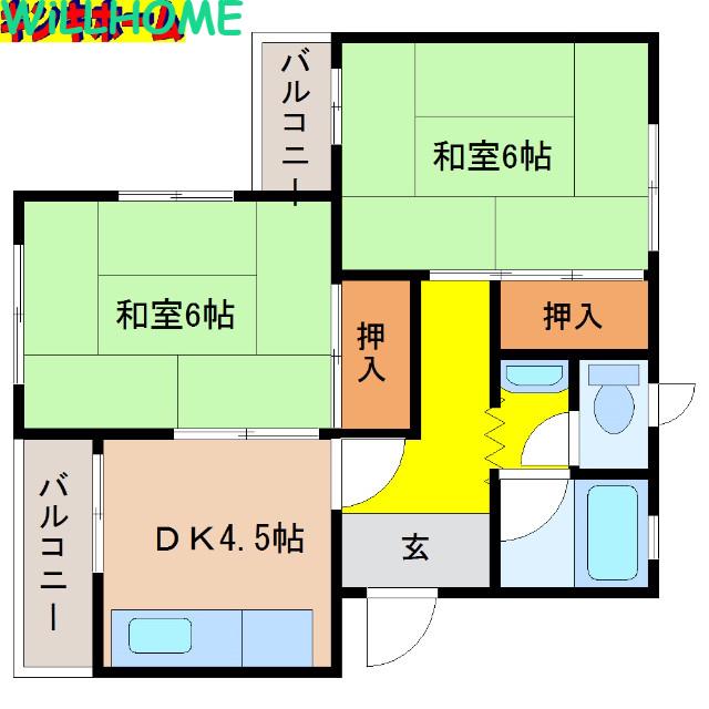 佐野マンション(2DK/1階)の間取り写真