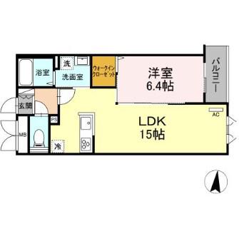 グランドソレイル(1LDK/2階)の間取り写真