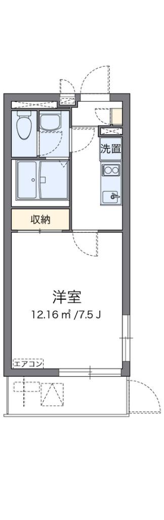 クレイノ清都III(1K/1階)の間取り写真
