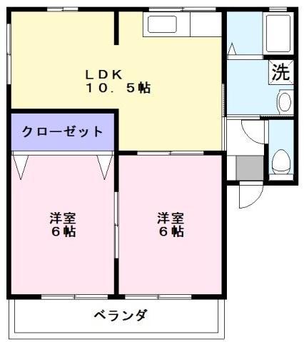 アップフィールド(2LDK/2階)の間取り写真