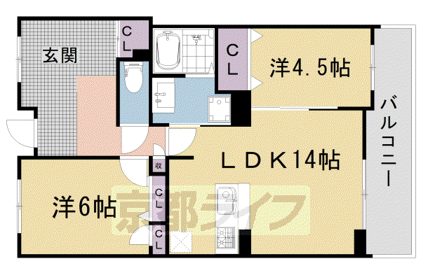 パインフィールド洛西(2LDK/4階)の間取り写真