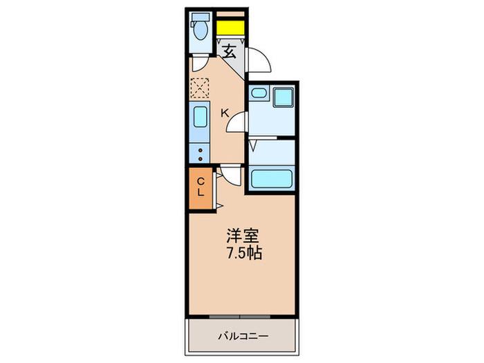 ロジェ新開地(1K/4階)の間取り写真