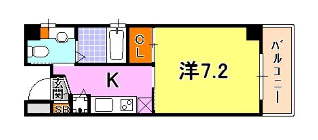 シティフラット三宮東(1K/7階)の間取り写真