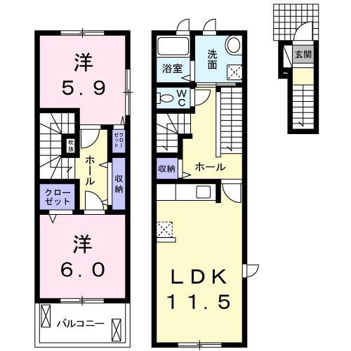 グラン シャリル(2LDK/2階)の間取り写真