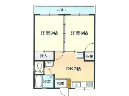 セーラムコートB棟(2DK/2階)の間取り写真