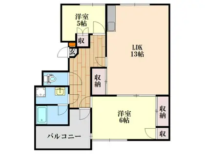 ギャラック国府III(2LDK/3階)の間取り写真