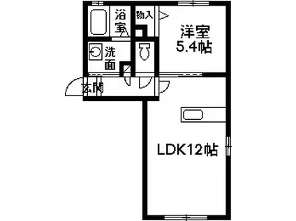 シャーメゾン パール・タウンA(1LDK/1階)の間取り写真