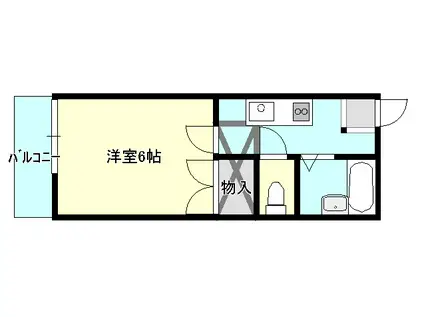 シャトー青山(1K/2階)の間取り写真