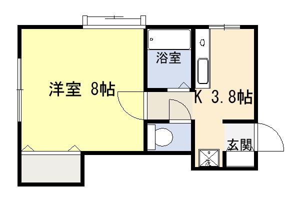 アップルハウス沼垂(1K/2階)の間取り写真