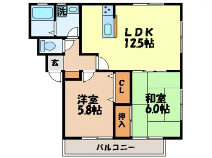コートダジュール諫早(2LDK/3階)の間取り写真