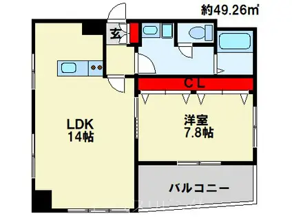 WIN小倉(1LDK/4階)の間取り写真