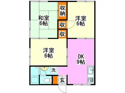 ホワイトタウニー(3DK/1階)の間取り写真