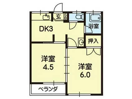 SG 八景水谷(2DK/2階)の間取り写真