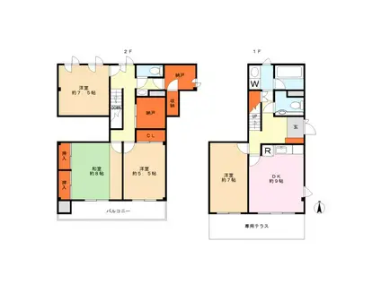 富岡ビル(4SDK/1階)の間取り写真