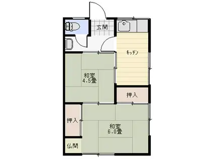 敬栄荘アパート(2K/1階)の間取り写真