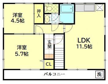 西武新宿線 久米川駅 徒歩16分 3階建 築55年(2LDK/3階)の間取り写真