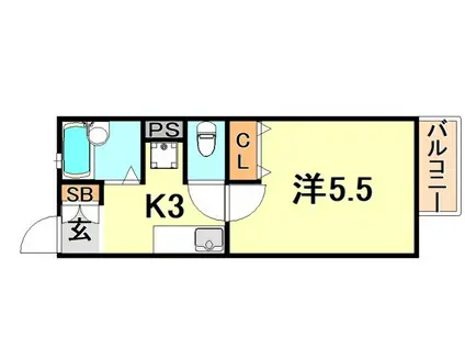 ドマーニ六甲(1K/2階)の間取り写真