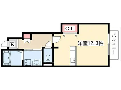 メゾンドフルールI(ワンルーム/1階)の間取り写真