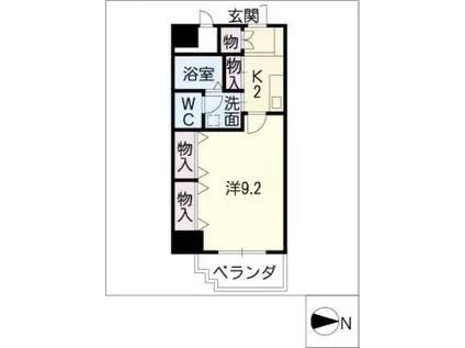 エスペランサ矢田南(1K/4階)の間取り写真